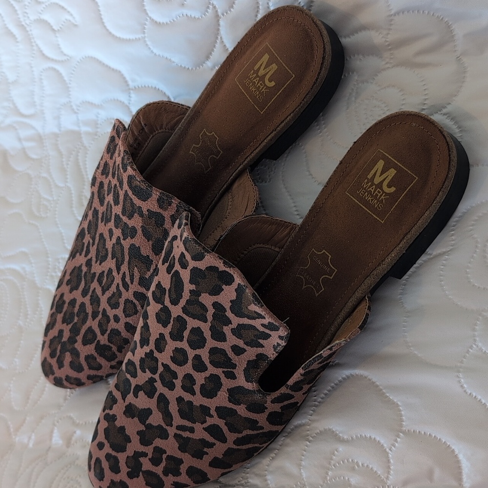 Leather leopard print mule - Picture 2 of 4